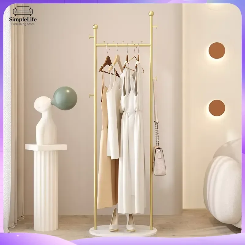 Cream Coat Rack Stand Floor Entryway Hall Tree with Hooks Multifunctional Clothes Hat Bag Organizer Simple Modern Home