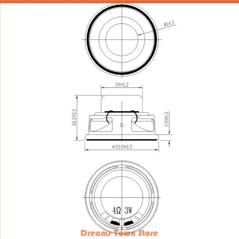 HX6A 33mm Inner Speaker 4Ohm 3W Full-Ranges Multimedias Speaker for Audios