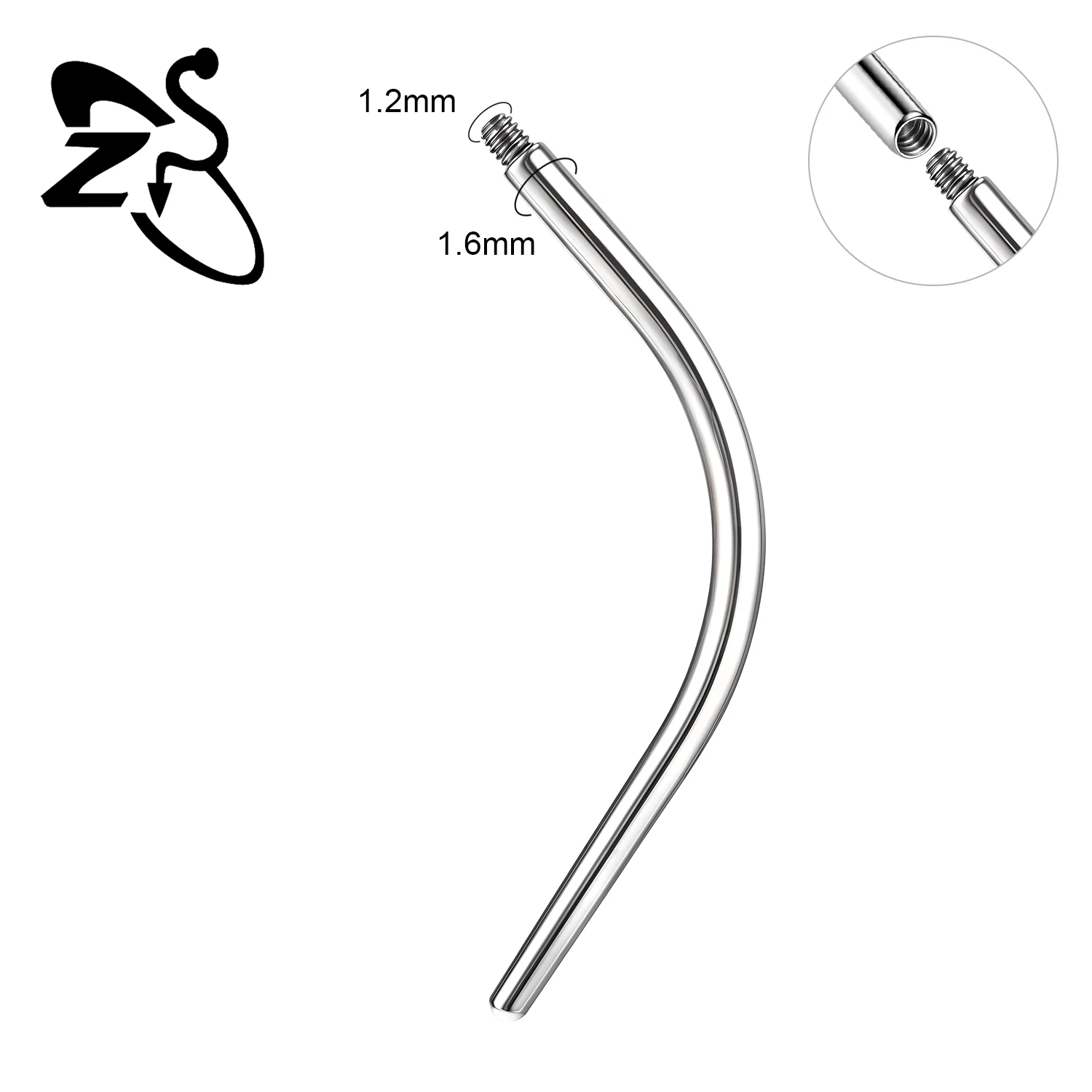 ZS 1 ST Recht Gebogen Rvs Taper Tool Draadloze Inbrengen Schroef Op Assistent Kit Voor Oor/Neus/Navel piercing Gereedschap