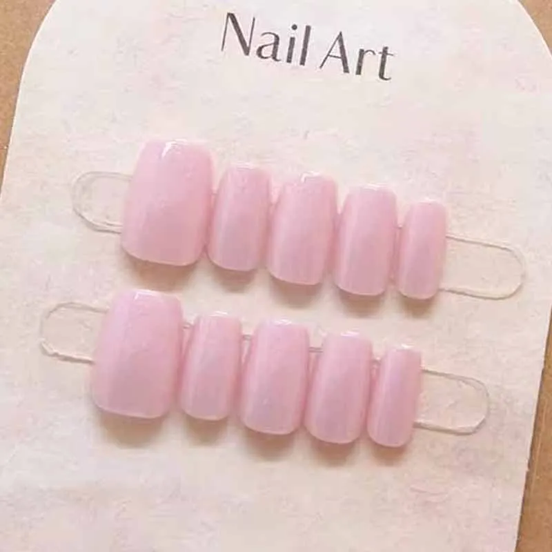 10 Stück Damen PinkPurple Cat's Eye Press on Nails Falsche Nägel Quadratischer Kopf Solide Einfache Girl Lady Press on Nail Wearable Abnehmbar