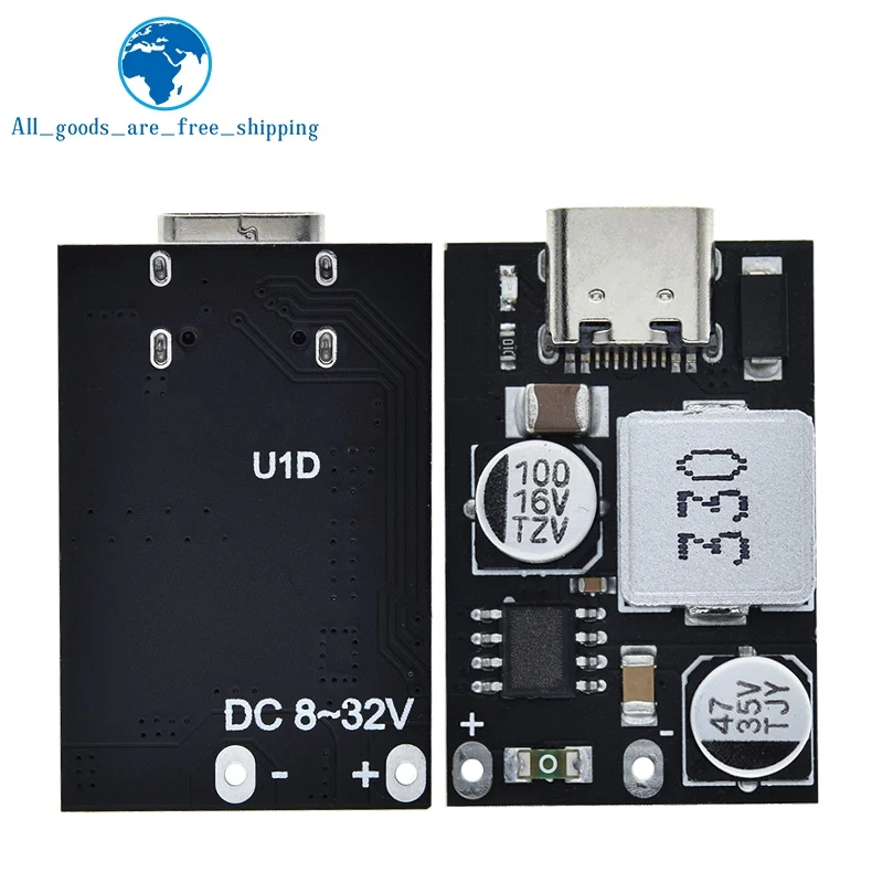 TZT PD3.0/PPS/QC3.0 Huawei MTK Samsung DIY Fast Charger DC 8-32V 20W Step-down Module for Emergency Charging of Mobile Phone