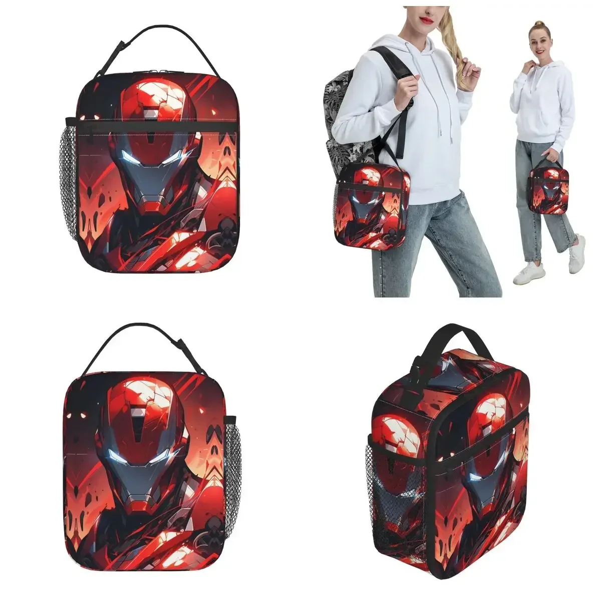 Iron Man Insulated Lunch bag Portable Heroes Return Reusable Cooler Bag Tote Lunch Box School Travel Bento Pouch