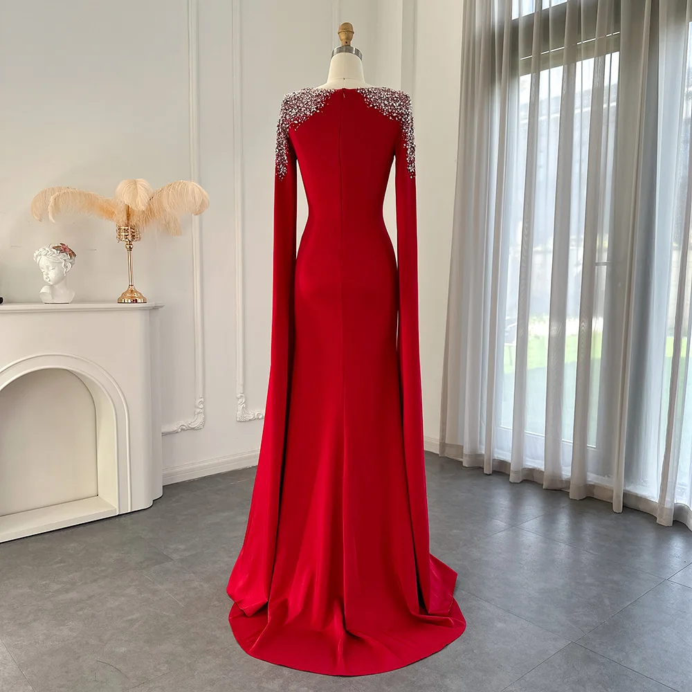 Sharon Said Elegantes Weißes Meerjungfrauenkleid Dubai Abendkleid Damen Hochzeitsfeier Umhangärmel Muslimische Formelle Kleider SF280 Maßanfertigung – Detail 17