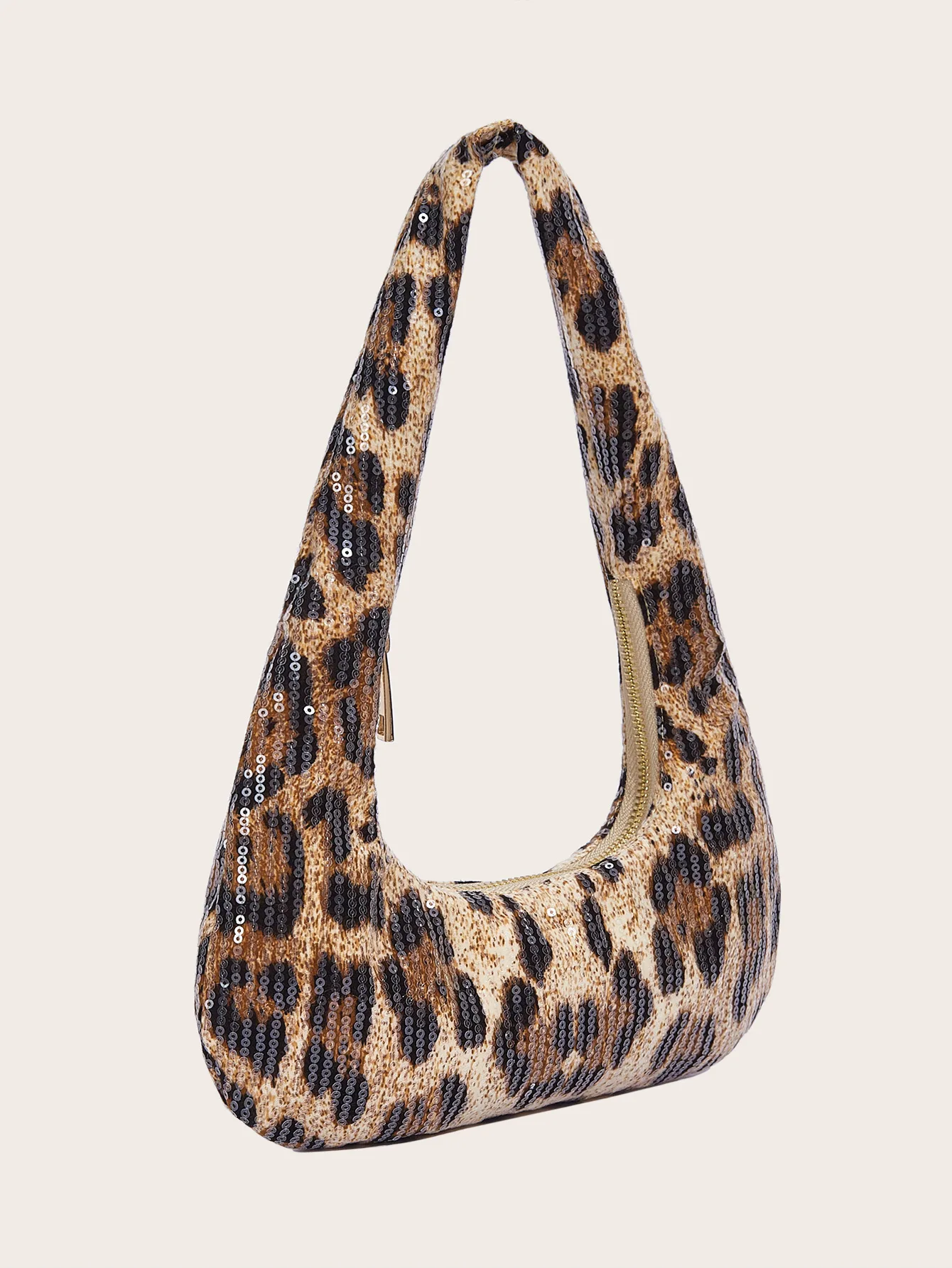 Sequin Leopard Print Evening Clutch for Women Stylish Underarm Hobo Bag Lady Shoulder Handbags for Parties and Casual Outings - view 2