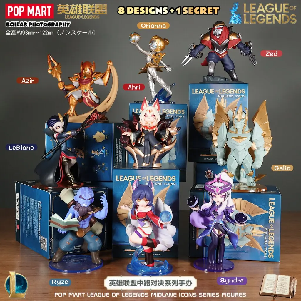 POP MART League Of Legends Midlane Icons Series Figuras de Caja Sorpresa 8 Diseños 1 Coleccionable Secreto Adorno para Coche Regalo para Fans de Juegos