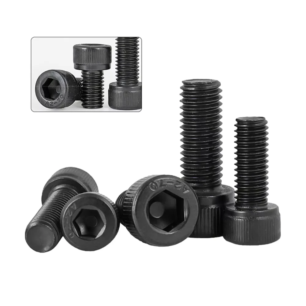 1-20Pcs M6 M8 M10 M12 M14 M16 M18 M20 Hex Socket Cap Head Screw Grade 12.9 Stainless Steel Black Fine Thread Allen Bolt