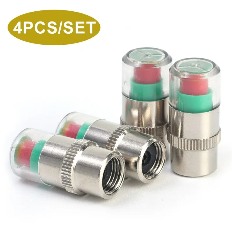 4pcs Car Tire Pressure Indicator Tire Pressure Gauge Indicator Alert Monitoring Valve Cap Sensor External Valve Detection