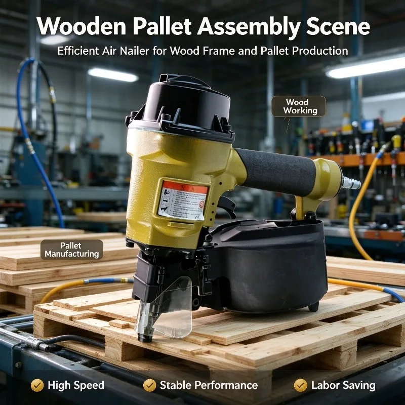 Pneumatic Nail  CN38 Air Powered Shoot Nailer For Wooden Pallet Woodworking Stacking Board Industrial Nailing Tool