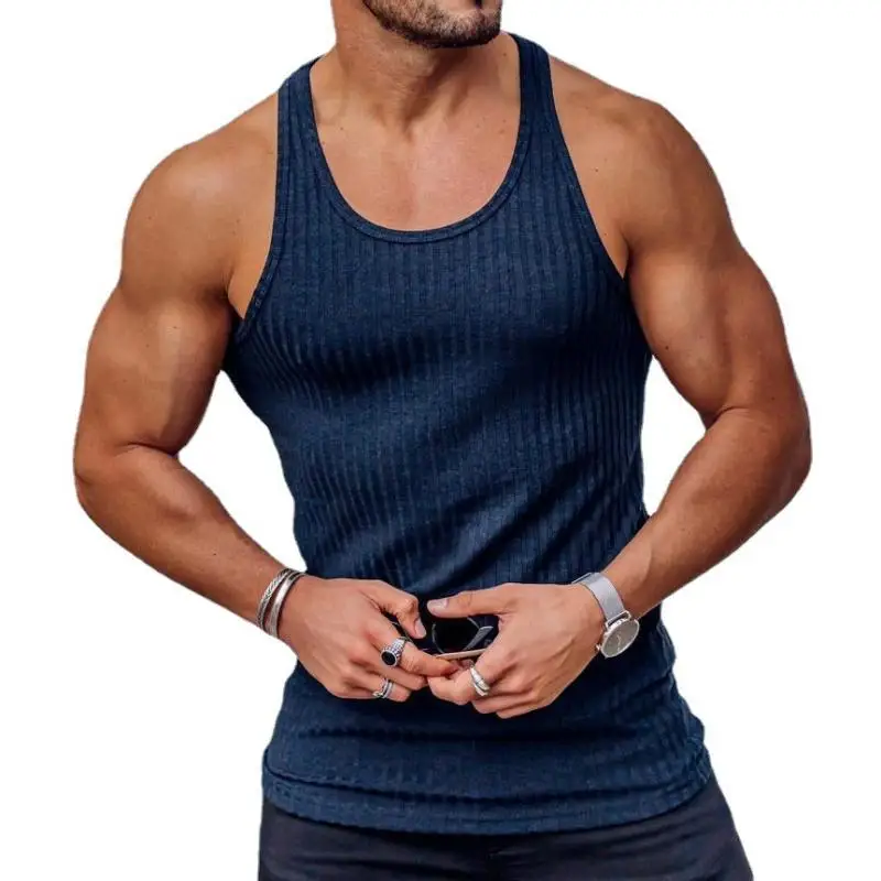 

Men's Running Fitness Tank Top Slim Fit Vertical Stripe Sportswear Breathable Training Sleeveless Thread Tank Top