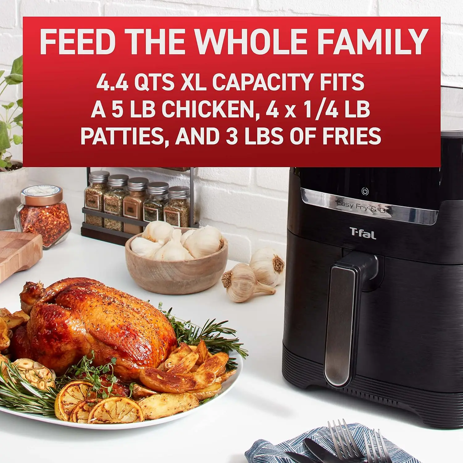 Air Fryer & Grill Combo Digital, 2-in-1, 4.4 Qrt, black