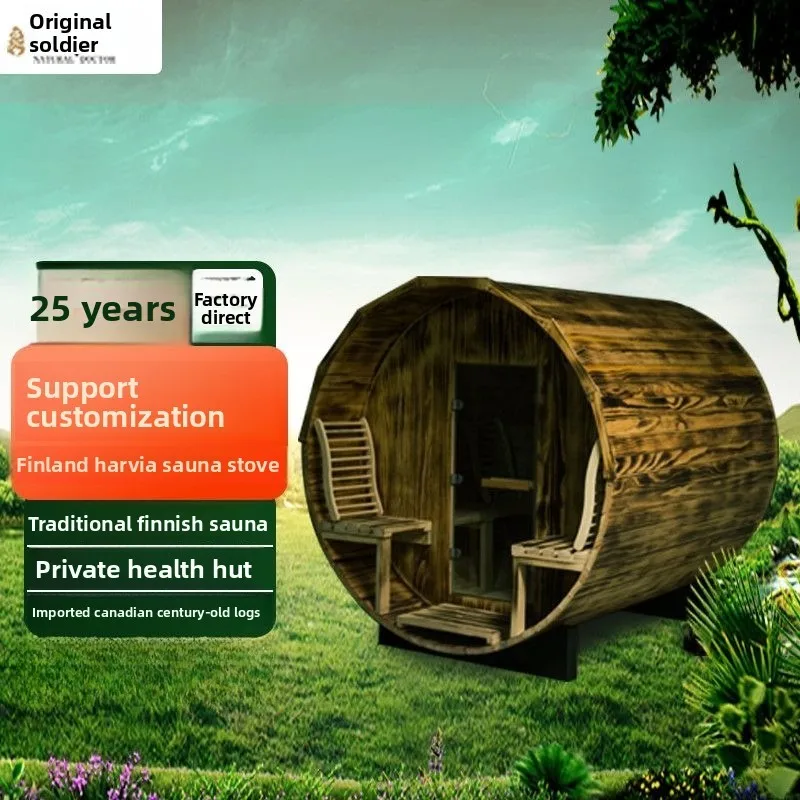 في الهواء الطلق برميل ساونا غرفة الكندية هيملوك البخار سبا منزل متعدد الأشخاص ساونا خشبية للمنزل الاسترخاء السموم والرعاية الصحية #5