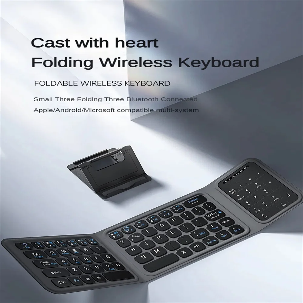 BK19 ミニ Bluetooth 互換キーボード 超薄型ポータブル ワイヤレス 三つ折りキーパッド タッチパッド付き