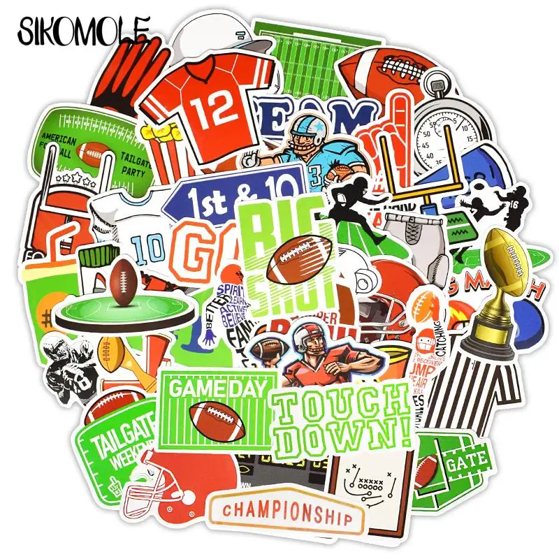 10/30/50pcs Rugby Sports Sticker GAME DAY Football Theme Party Children DIY Toys Laptop Luggage Phone Decal Graffiti Stickers F5