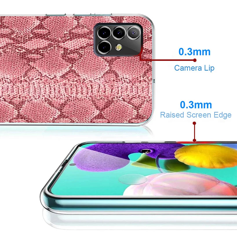 Pink Snake Skin Printing Drawing Phone Case For Samsung A15 A25 A35 A55 A14 A24 A34 A54 A13 A23 A33 A53 A12 A52 A32 A22 A42 A05S