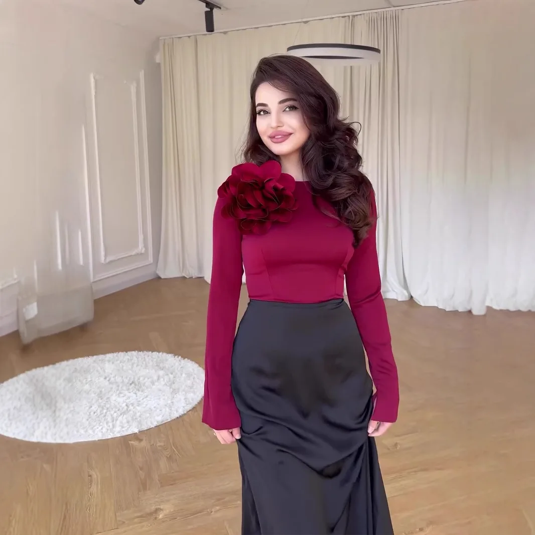 Outono 2024 longo cetim retalhos cor blo flor acoria dr ele midi v ne ort sve fibra de poliéster dr