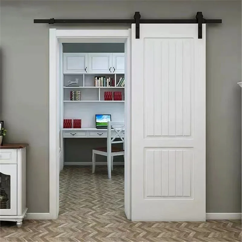 Nordic barn door sliding solid wood lacquered composite lacquered style crane sliding baking American sliding
