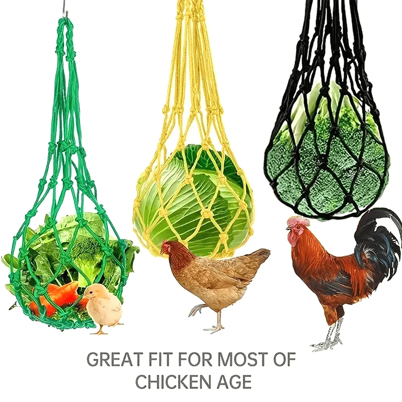 Y Chicken Vegetable Feeder Chicken Vegetable Net String Bag Poultry Fruit Holder Hen Goose Large Birds Treat Feeding Tools