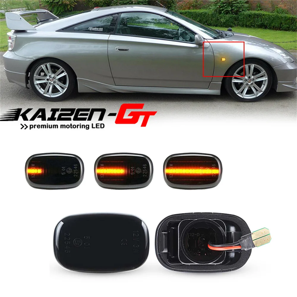 Sequential Amber LED Front Bumper Side Marker Turn Signal Lights For Toyota Avensis Camry Caldina Carina Celica Corolla Verso