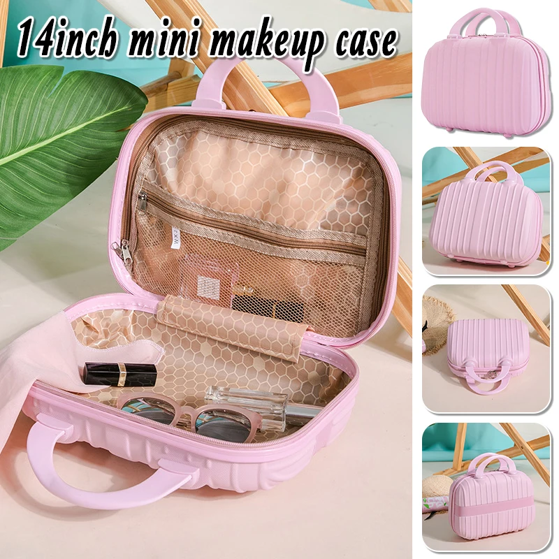 Portable Mini Travel Makeup Bag Handheld 14 Inch Luggage Box Women's Compact Storage Bag Large Capacity Travel Suitcase