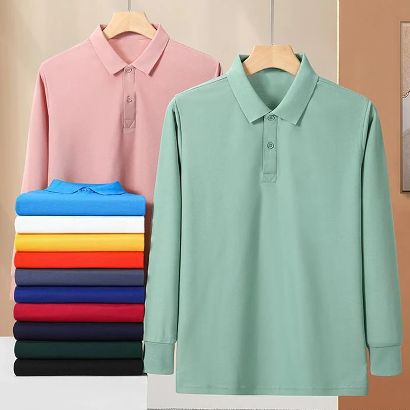 

100% Cotton Men's Long Sleeve Polo Shirt High Quality Casual Polos Homme Spring Autumn Fit Lapel T-shirt Male Tops 812