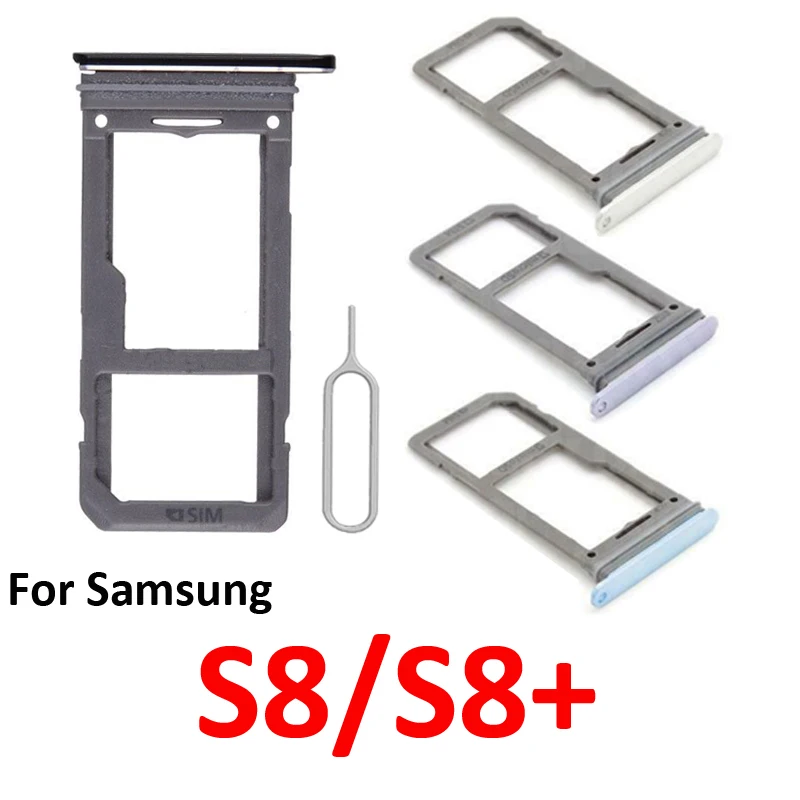 For Samsung Galaxy S8 S8+ G950 G955 Phone SIM Card Tray Micro SD Chip Slot Holder Pocket Parts Single Dual SIM Black