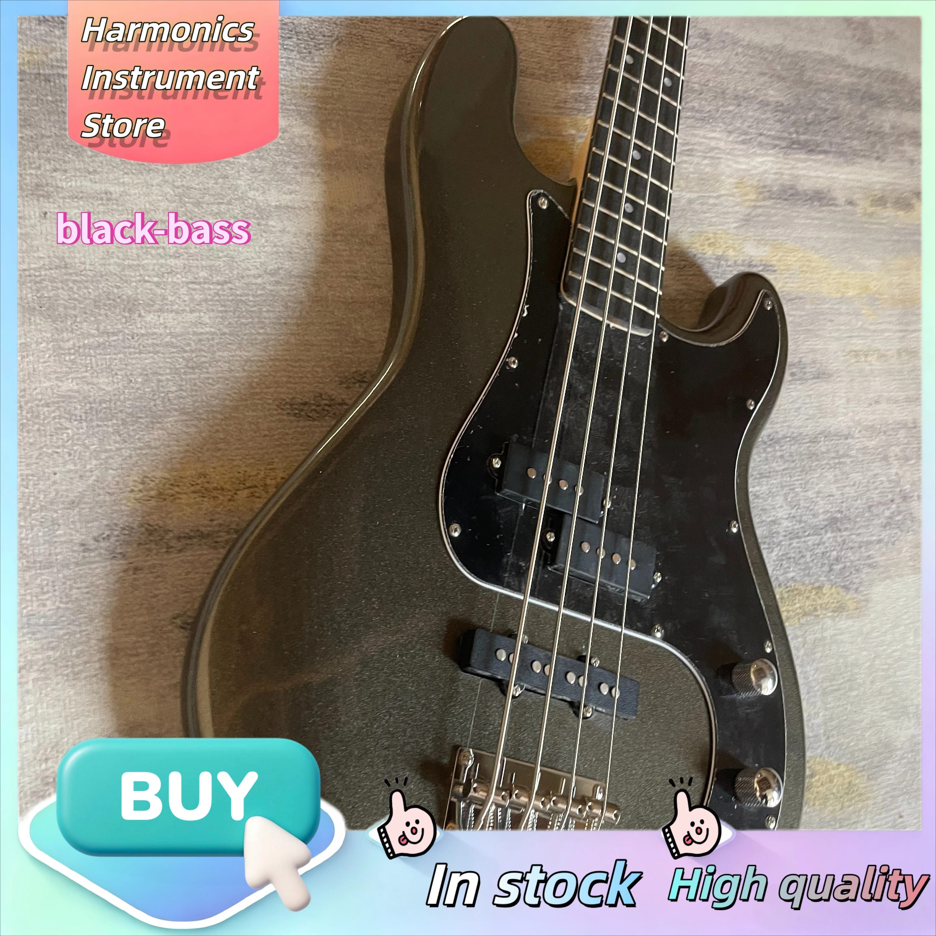 1996 Affinity PJ-Style Bass Precision-Jazz Dual Pickups Bass, Metallic Gray Basswood Body 3-Knob Passive Circuit Rehearsal