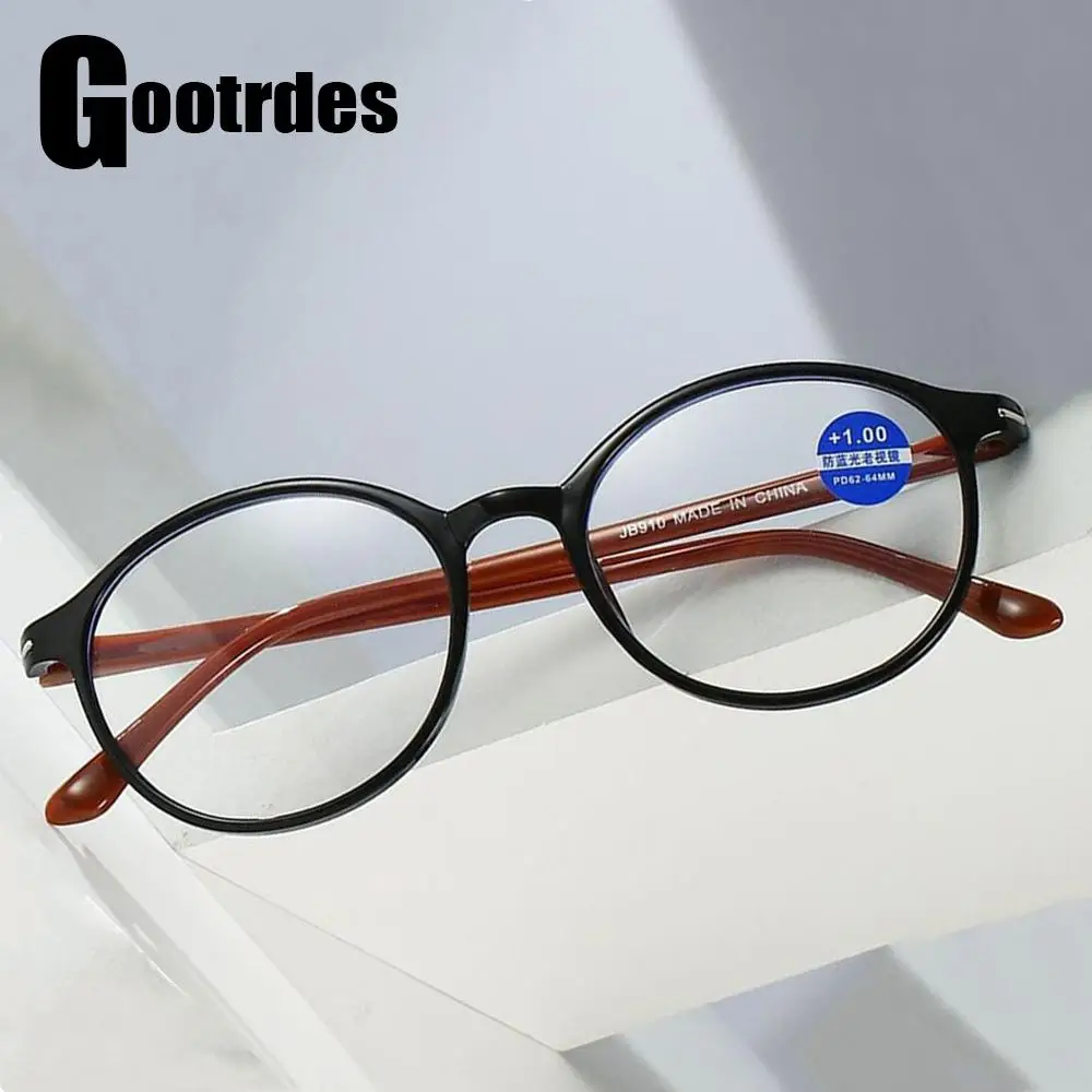 Fashion Retro Oval Frame Reading Glasses Women Anti-blue Light Eye Protection Presbyopia Eyeglasses Ultra-light Readers Eyewear