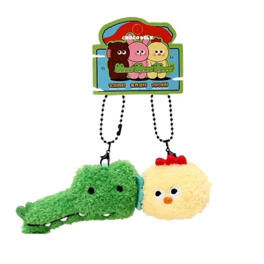 

2pcs/set Kawaii Soft Crocodile Key Ring Chick Rabbit Plush Animal Key Buckle Funny Furry Cartoon Couple Pendants Ornament