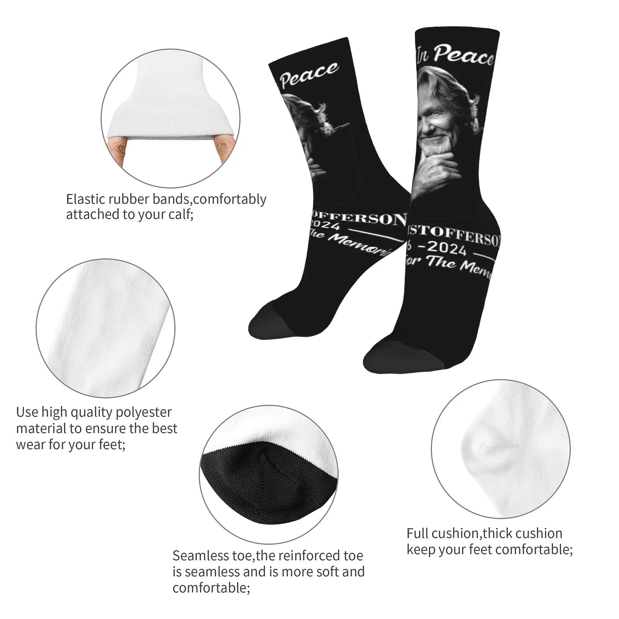 Rest In Peace kris kristofferson rip 2024 Accessories Men Women Socks Cozy  Graphic Middle Length Socks Cute Best Gift Idea