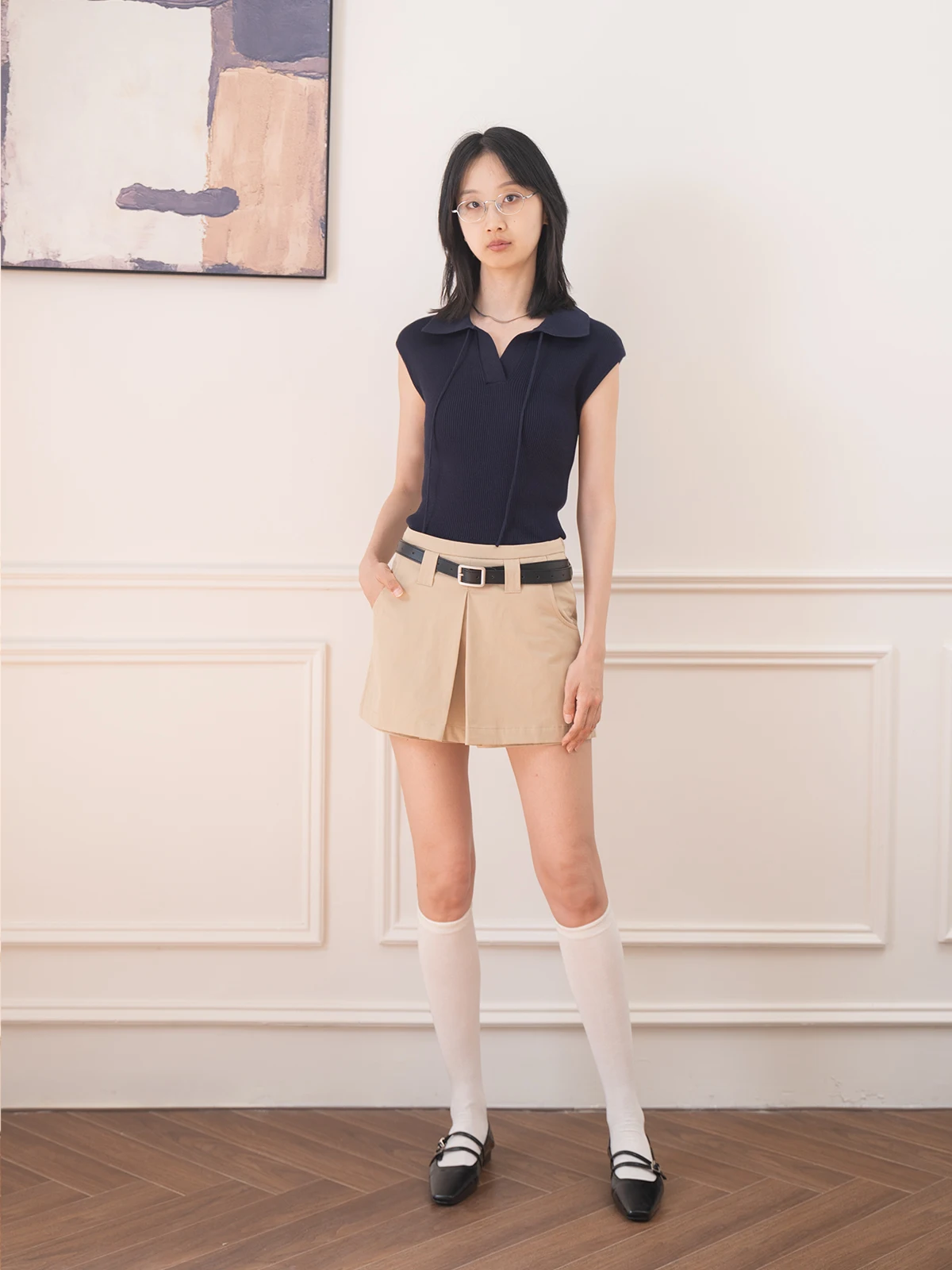 

Summer New Vintage College Sle V-Ne Collar Design Knitted Vest Top Women's Faion Cotton 00% Knitted Vest