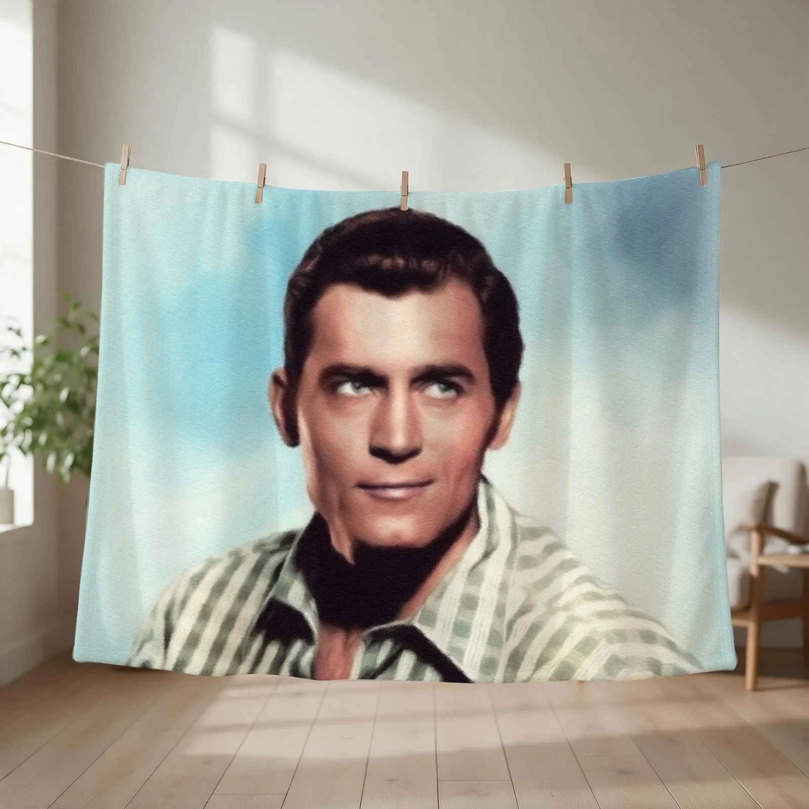 Clint Walker, Movie Star Throw Blanket couch cozy soft plush fuzzy picnic outdoor blanket