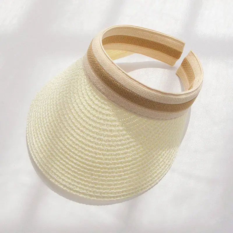 Vrouw Nieuwe Mode Zonnehoeden Vrouwelijke Outdoor Vizier Strandpetten Brethable Lege Top Strohoed Vrouw Anti-uv Strandpet