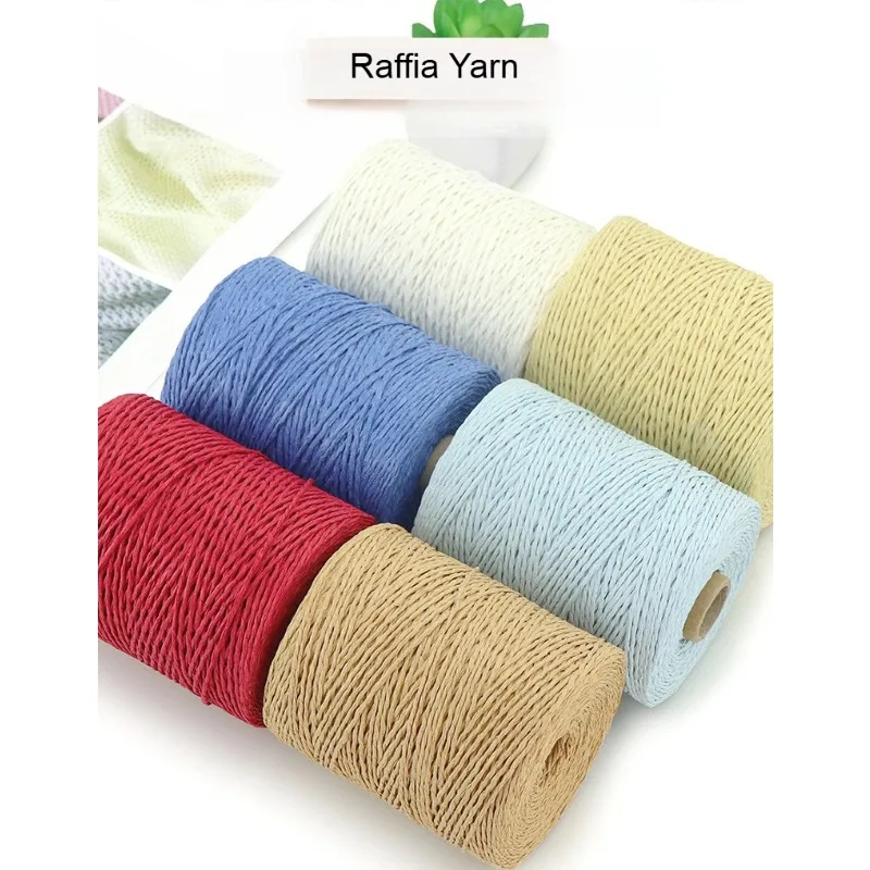 Hilo de Rafia Liso de 2 Capas, 150g, para Tejer a Mano, Ganchillo, Sombreros, Bolsos, Sandalias, Cubiertas para Tazas, Cestas, Decoración, Manualidades, Hilo Suave, Rojo Verano