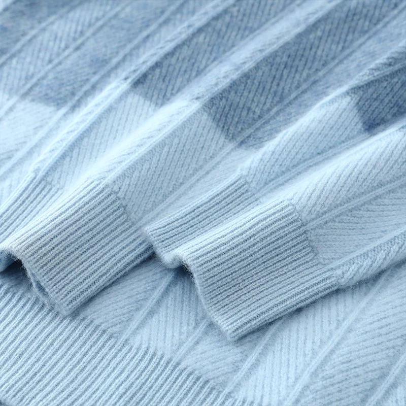 Trendy Men's 100% Cashmere Pullover High Quality Knit Sweater Loose Zipper Half High Neck Tops Luxury Streetwear Pull Jumper