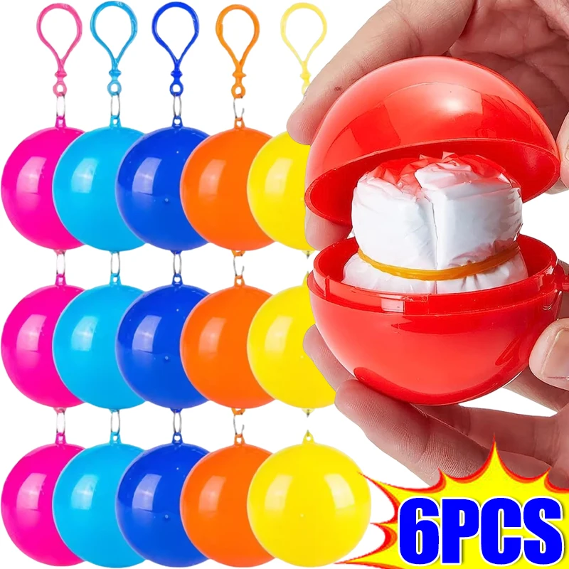 일회용 비옷 공 방수 성인용 판초 망토, 휴대용 야외 여행 캠핑 비상 코트, 비 기어, 6 개, 1 개