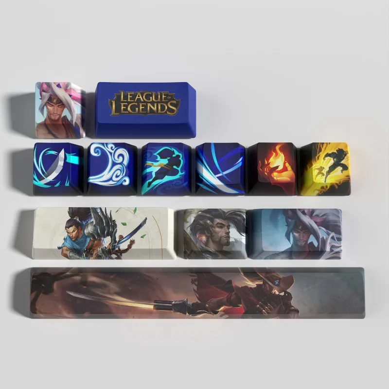 League of Legends anime game periphery keycap 12 key set LOL Yasuo Gwen KaiSa skill OEM high PBT sublimation keycap keyboard