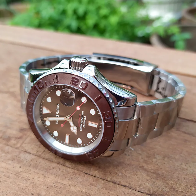 ساعة ميكانيكية أوتوماتيكية Mingshi يخت لـ Meiyoda 821 core مقاومة للماء ومضيئة قوية للرجال حزام فولاذي خارجي رياضي #4