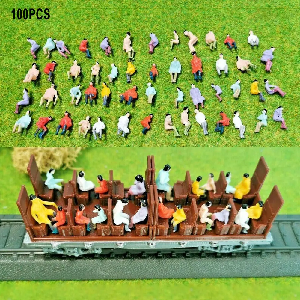 100 seated traveler figures for wagons and buses plastic scale :87 for dioramas houses and crowd background displays