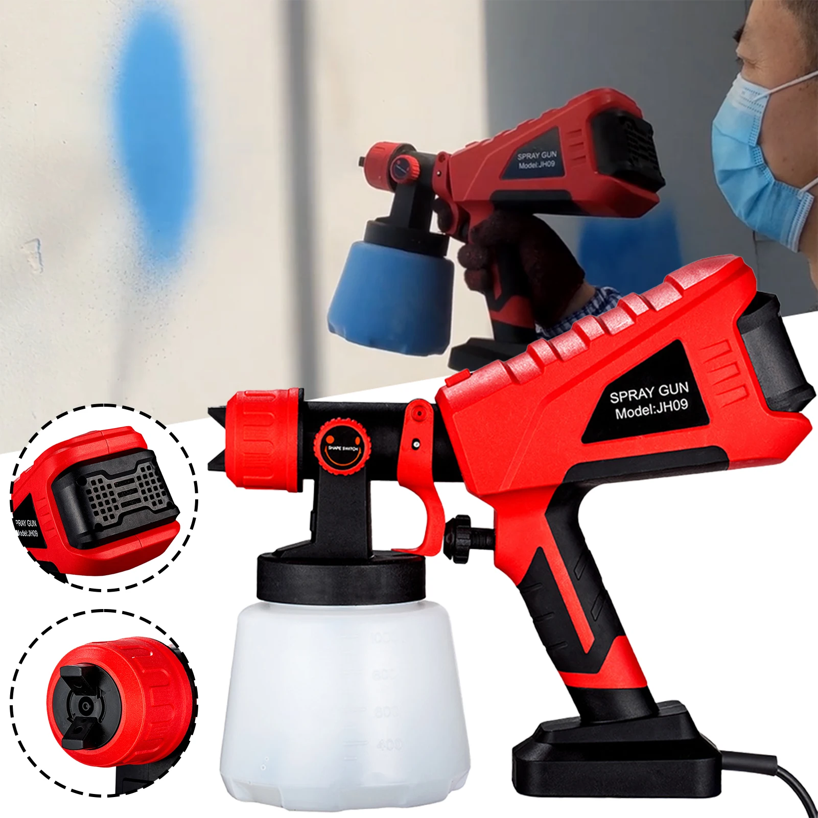 Handheld Cordless Paint Sprayers with 1000ml Tank 360 Degree Multi-directional Electric Spray Paint Machine for Garden Chairs