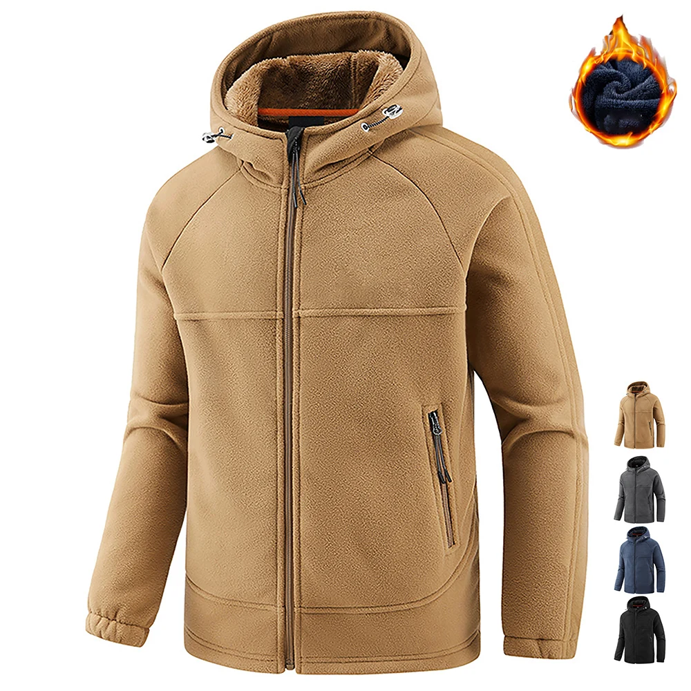 

Full Zip Windproof Coats Men's Military Tactical Sport Warm Fleece Hooded Outdoor Adventure Jacket Coats Fall Winter Windbreaker