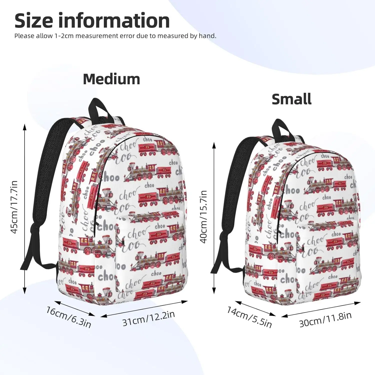 Travel Laptop Backpack - Retro Train Computer Canvas Backpack Bag with Adjustable Straps