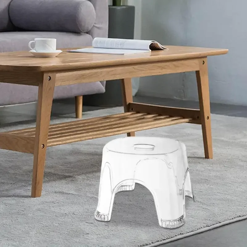 Bathroom Bath Stool Non-Slip Transparent Shoe Change Stool Toilet Thickened Plastic Low Stool for Bathroom Bedside image 4
