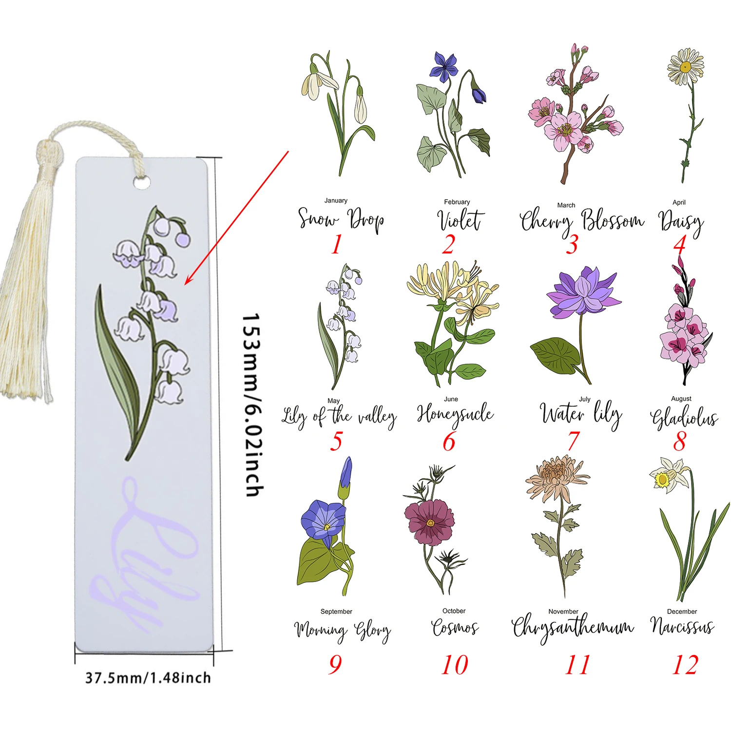 Spersonalizowana zakładka do zakładek z kwiatowym urodzeniem spersonalizowane zakładki dla kobiet do zakładek z motywem zakładka do książek