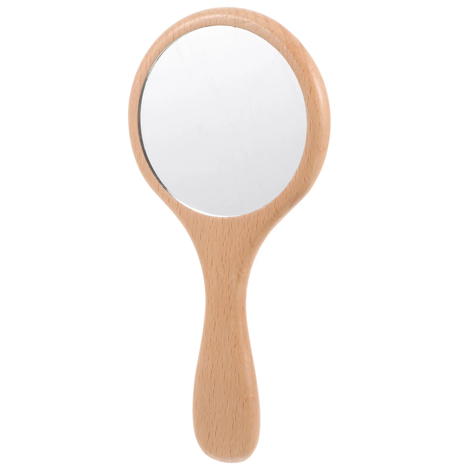 Wooden Handle Small Hand Mirror Portable Makeup Travel Mirror For Women Girls Lightweight Decorative Bathroom