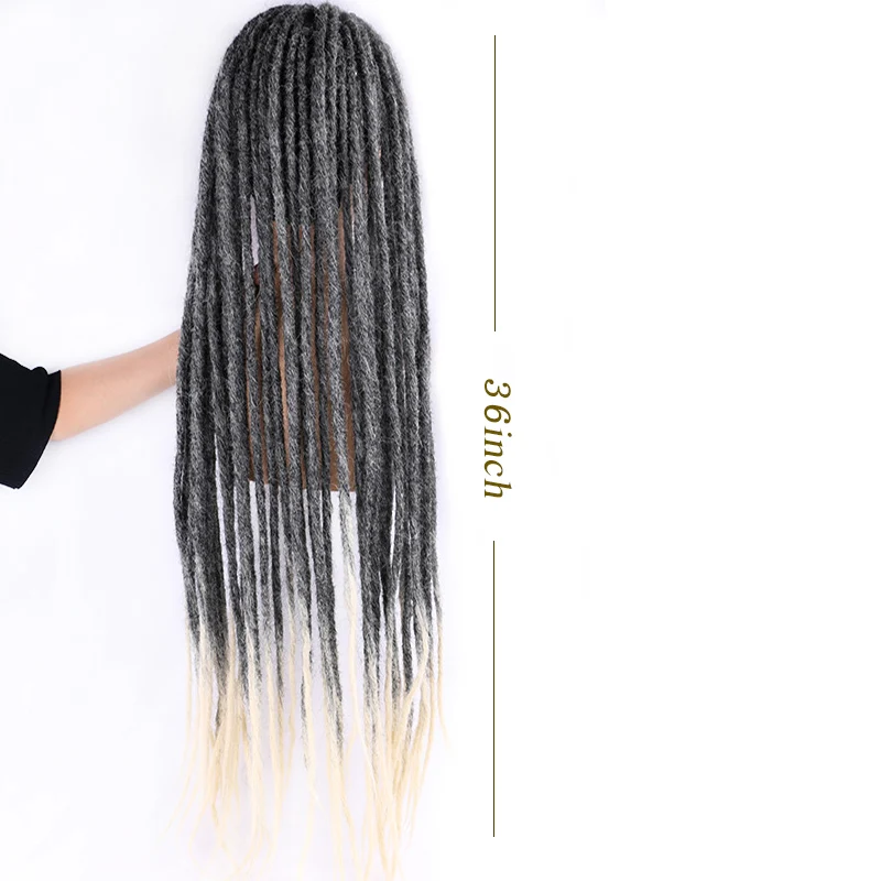 Rastas sintéticas de ganchillo para hombres y mujeres Afro, extensión de cabello trenzado hecho a mano, estilo Hip Hop, 10 piezas, 36 pulgadas