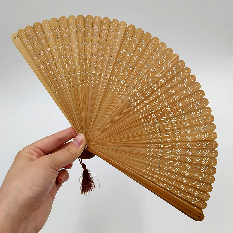 Small fan 18cm pure handmade bamboo fan children Japanese bamboo craft folding fan decorative fan