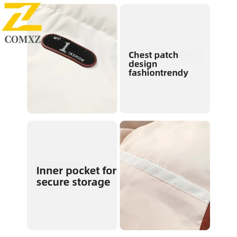 COMXZ 2025 رجل النمط الأمريكي وهمية قطعتين سترة قطن الشتاء الكورية الدافئة مقنعين سترة معطف للأولاد في سن المراهقة الشباب ملابس خارجية