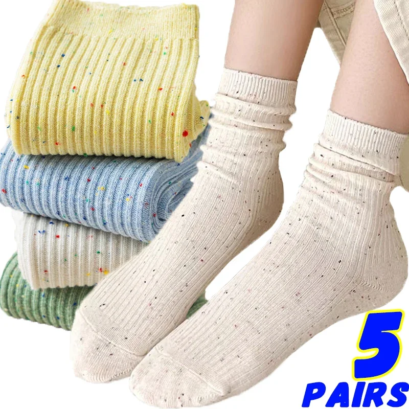 

1/5pairs Kawaii Flashing Dots Socks Women Sweet Girls Casual Middle Tube Long Sock Harajuku Knitted Medias Cashmere Socking