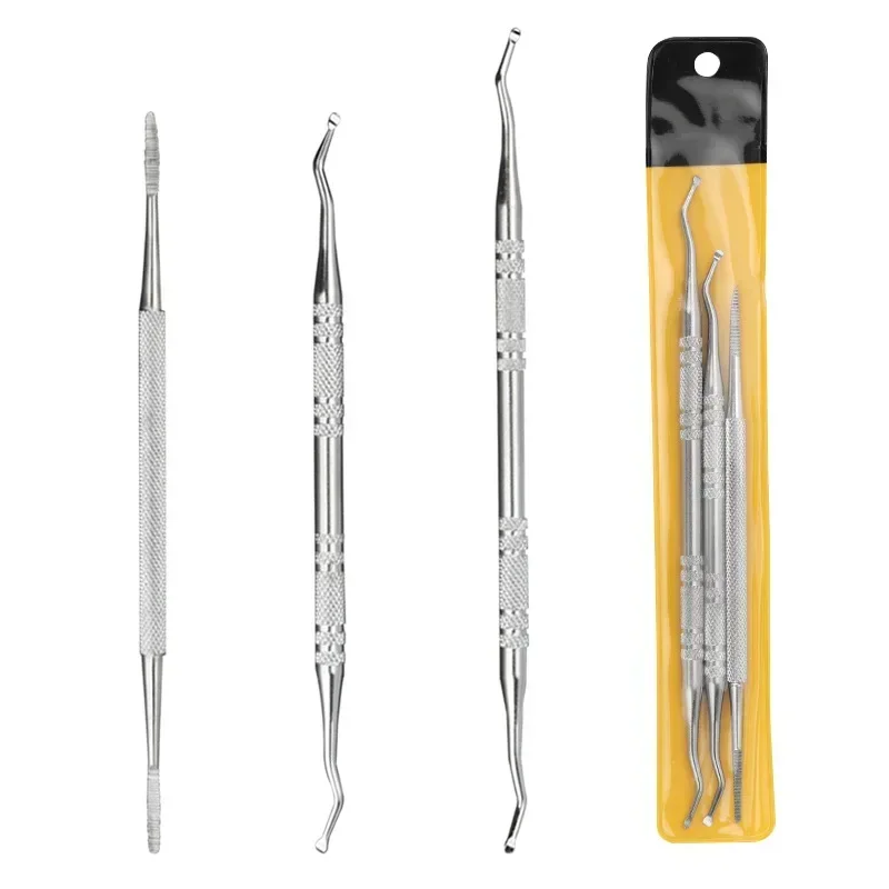 3Pcs Ingrown Toenail Correction Tool Set Stainless Steel Double-Ended Nail Files Paronychia Care Foot Cleaning Tools