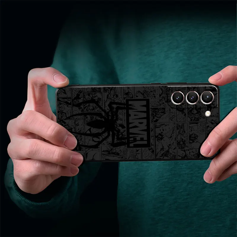 Funda con Logo de Comics Marvel para Samsung Galaxy S23 Ultra S22 5G S21 FE S20 Plus S10 4G Note20 10Lite, funda suave negra para teléfono